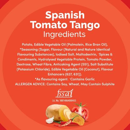 Ingredients for Lay's Spanish Tomato Tango potato chips 48g