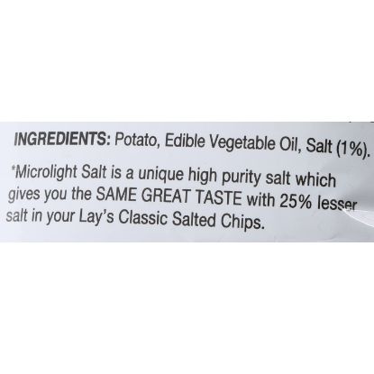 Ingredients for Lay's Classic Salted potato chips 48g