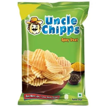 Uncle Chips Spicy Treat 48g front pack view – Authentic Indian Spicy Potato Chips