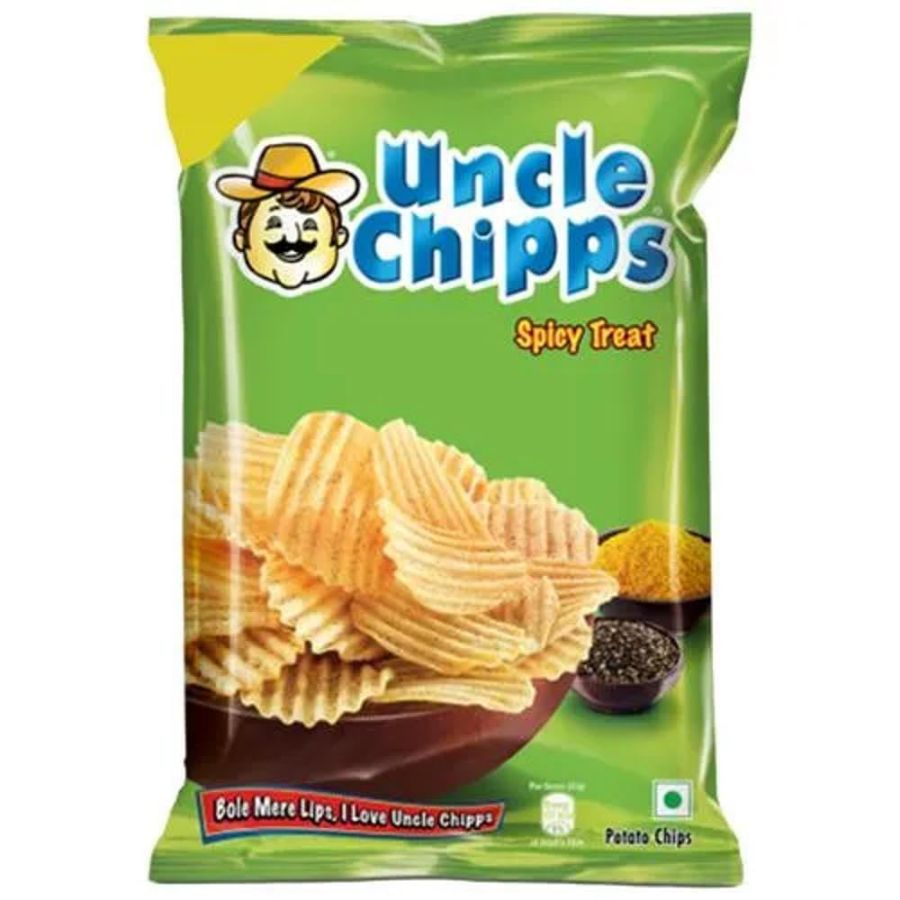 Uncle Chips Spicy Treat 48g front pack view – Authentic Indian Spicy Potato Chips