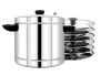 Full view of Stainless Steel Idly Cooker with 6 Plates - authentic Indian idly steamer.