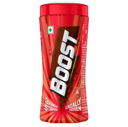 Front view of Boost Jar 500g - nutritious chocolate malt health drink for energy
