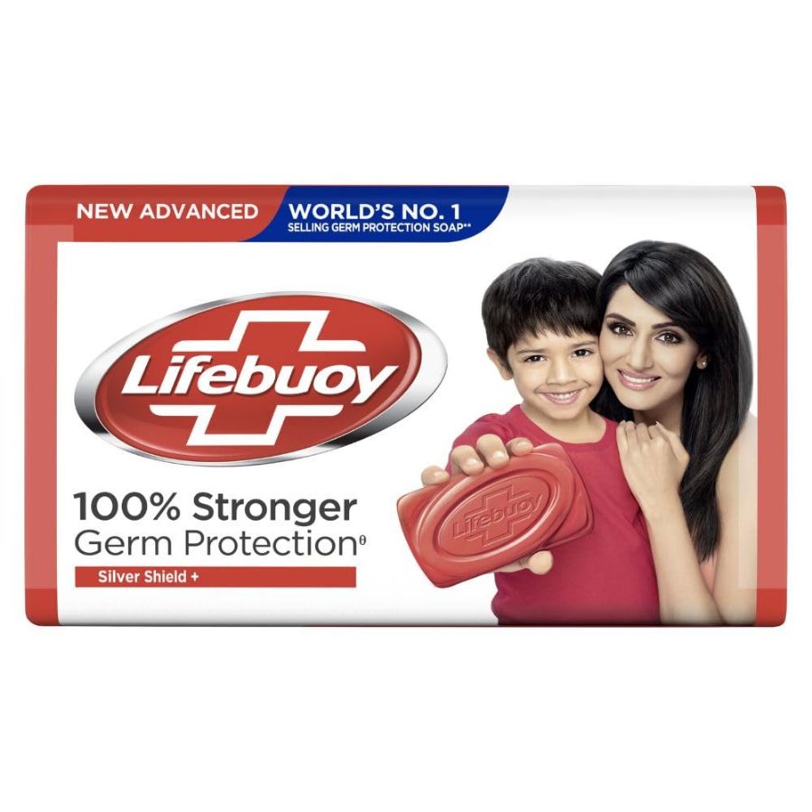 Front view of Lifebuoy Soap 125g - classic antibacterial red soap for germ protection