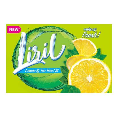 Front view of Liril Soap 100g pack - refreshing lemon extract soap
