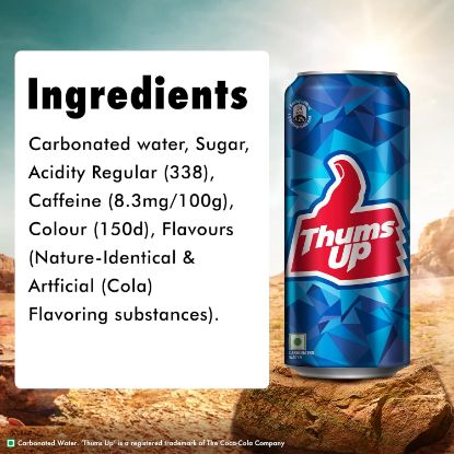 Ingredients details for Thums Up 300ml can