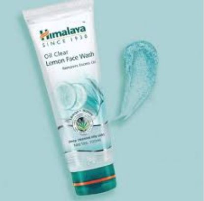 Front view of Himalaya Oil Clear Lemon Face Wash 50ml tube - herbal oily skin cleanser