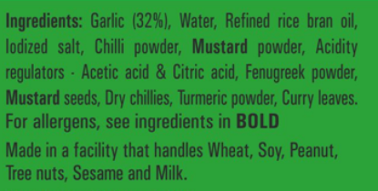 Priya garlic achar - ingredients