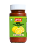 Front view of Priya Lime in Lime Juice Pickle Without Garlic 300g jar - authentic tangy lime pickle
