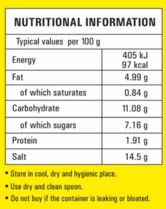 Priya Vadu Mango pickle - nutritional info