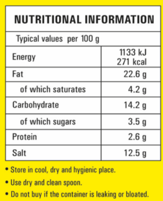 Nutritional info for garlic-free roselle leaves pickle