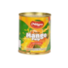 Front view of Nitya Alphonso Mango Pulp 850g can - premium sweetened mango pulp.